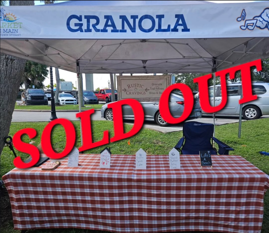 The Rustic Cravings tent at Stuart Market on Main with a sold out stamp